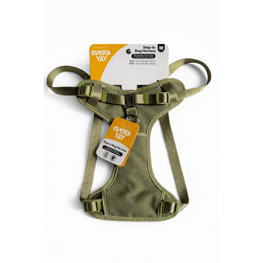 EveryYay Medium Step-In Dog Harness Olive Green Adjustable Front D-Ring - Picture 2 of 9